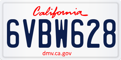 CA license plate 6VBW628