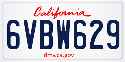 CA license plate 6VBW629