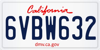 CA license plate 6VBW632