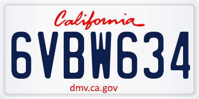 CA license plate 6VBW634