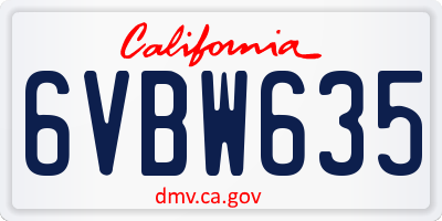 CA license plate 6VBW635