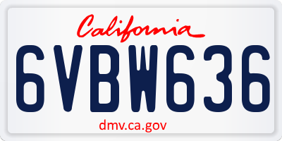 CA license plate 6VBW636