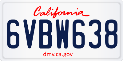 CA license plate 6VBW638