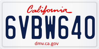 CA license plate 6VBW640