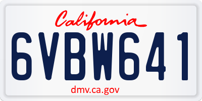 CA license plate 6VBW641