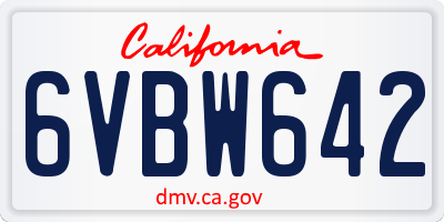 CA license plate 6VBW642