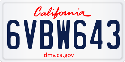 CA license plate 6VBW643