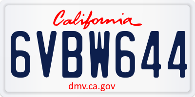 CA license plate 6VBW644