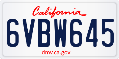 CA license plate 6VBW645