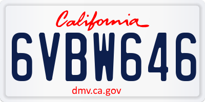 CA license plate 6VBW646