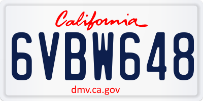 CA license plate 6VBW648