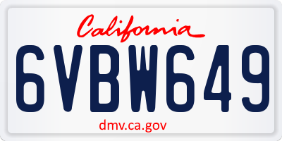 CA license plate 6VBW649