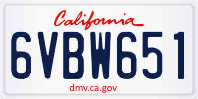 CA license plate 6VBW651