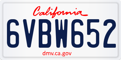 CA license plate 6VBW652