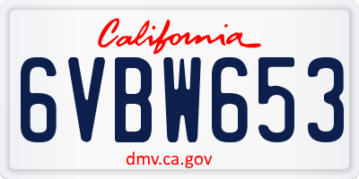 CA license plate 6VBW653