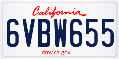 CA license plate 6VBW655