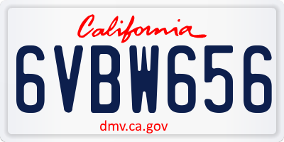 CA license plate 6VBW656