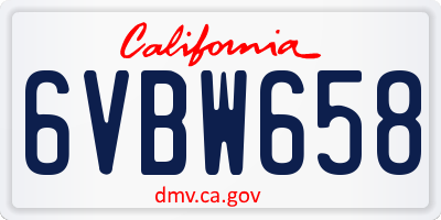 CA license plate 6VBW658