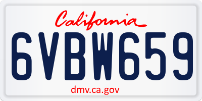 CA license plate 6VBW659