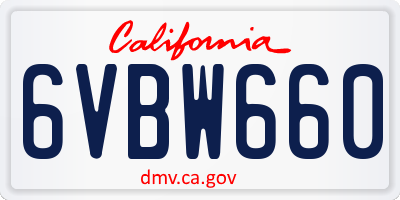 CA license plate 6VBW660