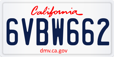 CA license plate 6VBW662