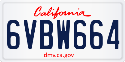 CA license plate 6VBW664