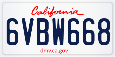 CA license plate 6VBW668