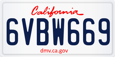 CA license plate 6VBW669