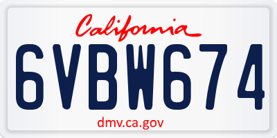 CA license plate 6VBW674