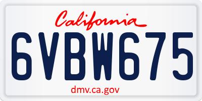 CA license plate 6VBW675