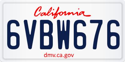 CA license plate 6VBW676