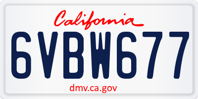 CA license plate 6VBW677