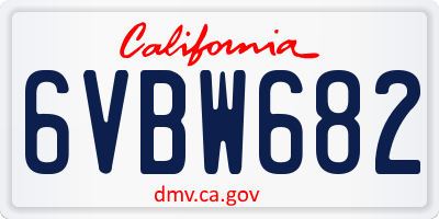 CA license plate 6VBW682