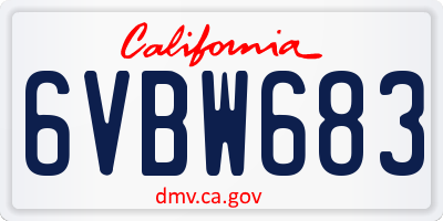 CA license plate 6VBW683