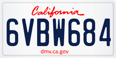 CA license plate 6VBW684