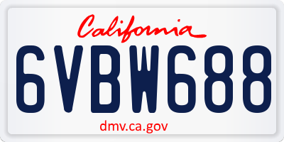 CA license plate 6VBW688
