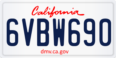 CA license plate 6VBW690