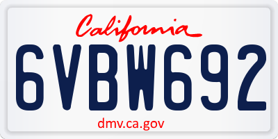 CA license plate 6VBW692
