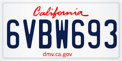 CA license plate 6VBW693