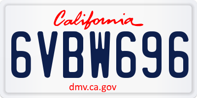 CA license plate 6VBW696