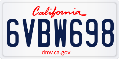 CA license plate 6VBW698