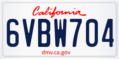 CA license plate 6VBW704