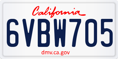 CA license plate 6VBW705