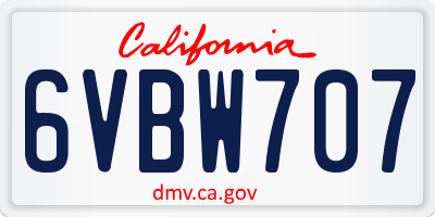 CA license plate 6VBW707