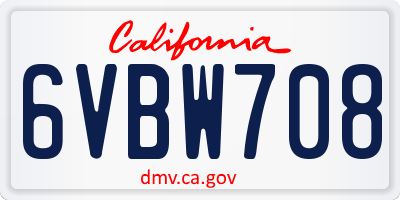 CA license plate 6VBW708