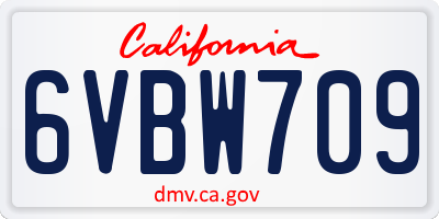 CA license plate 6VBW709