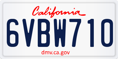 CA license plate 6VBW710