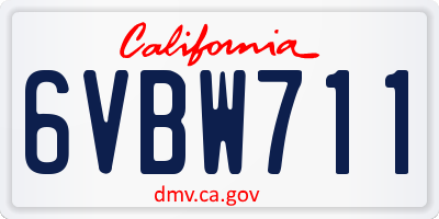 CA license plate 6VBW711