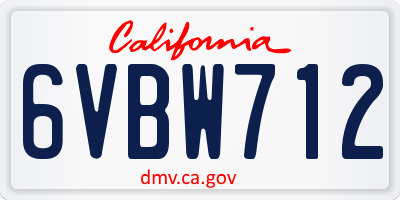 CA license plate 6VBW712