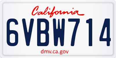 CA license plate 6VBW714